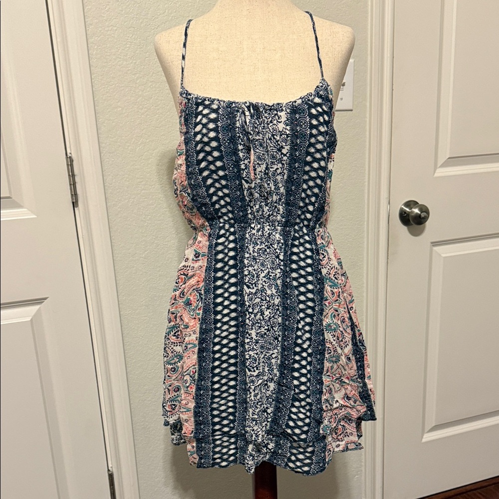 O'Neill Blue and Pink Patterned Mini Dress